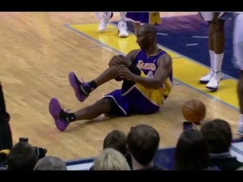 Kobe suffering his knee injury last season.      Credit: Youtube   