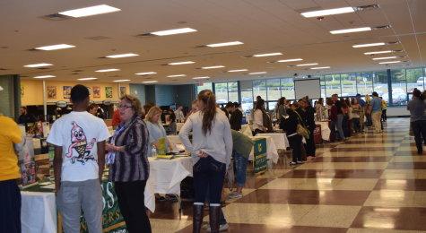 Holyoke High's cafeteria filled with college reps.