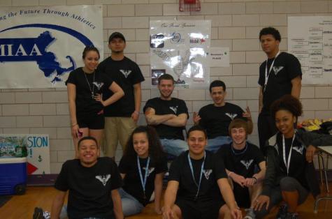 Some of the members of the 2013-2014 Sports Management team who helped raise funds for the mural.  Credit: Mrs. Reardon