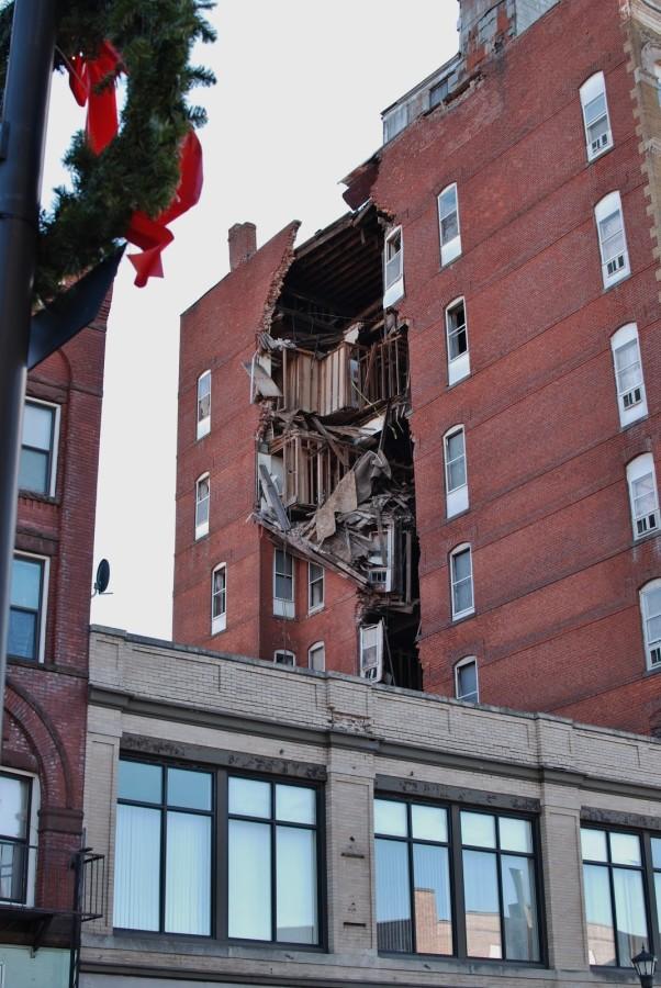 The partial collapse of the Essex House.