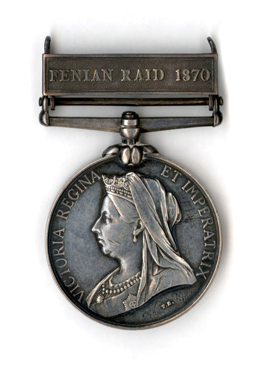 Canadian General Service Medal from the Fenian Raids, courtesy of Veterans Affairs Canada.
