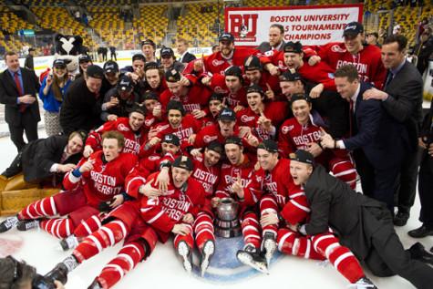 Boston University Terriers celebrate their win in the 2015 tournament.